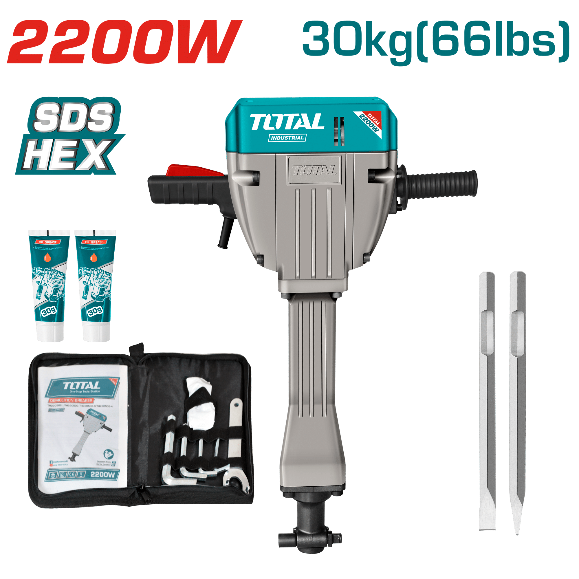 DEMOLEDOR SDS HEX 2200W 950BPM 75J 30KG INDUSTRIAL