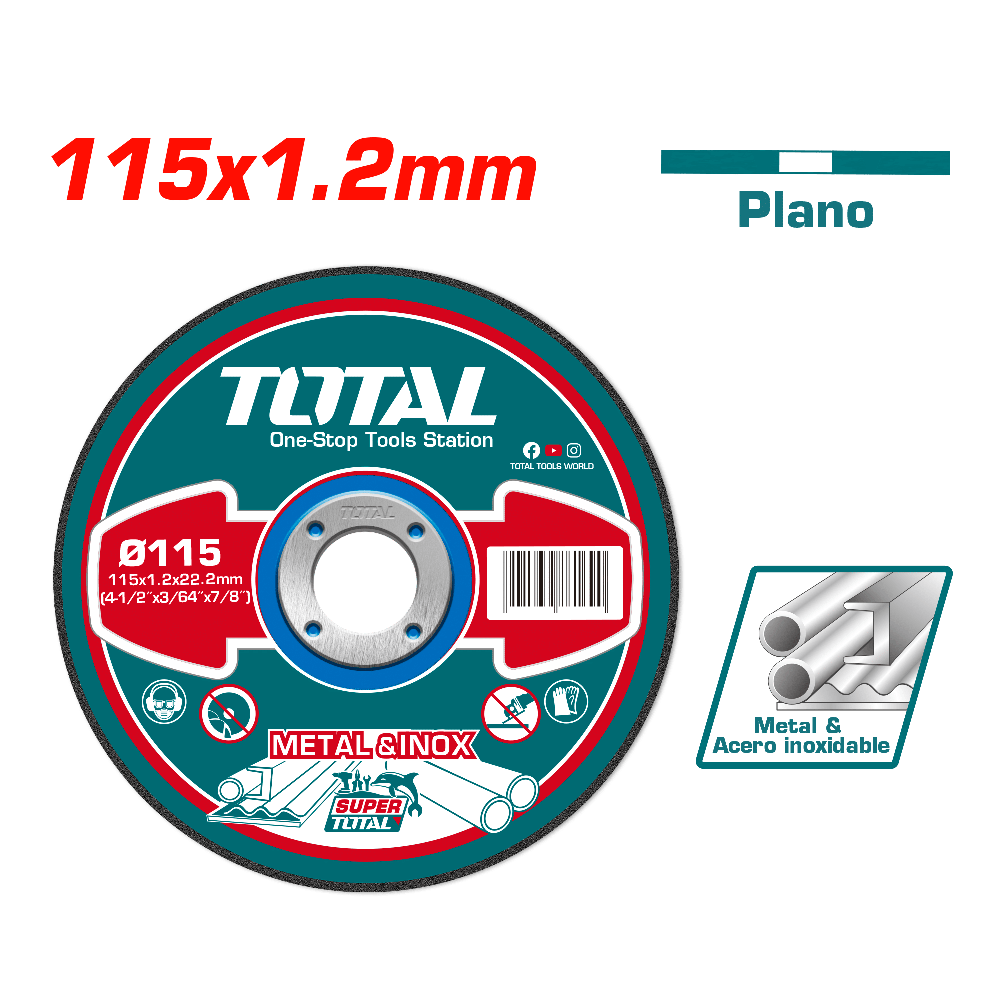 DISCO ABRASIVO/CORTE P/METAL 115MM X 1.2MM X 22.2MM CENTRO PLANO