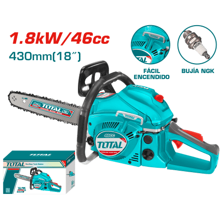 MOTOSIERRA 46CC 1.8KW ESPADA/18'' 550ML MOTOR 2 TIEMPOS