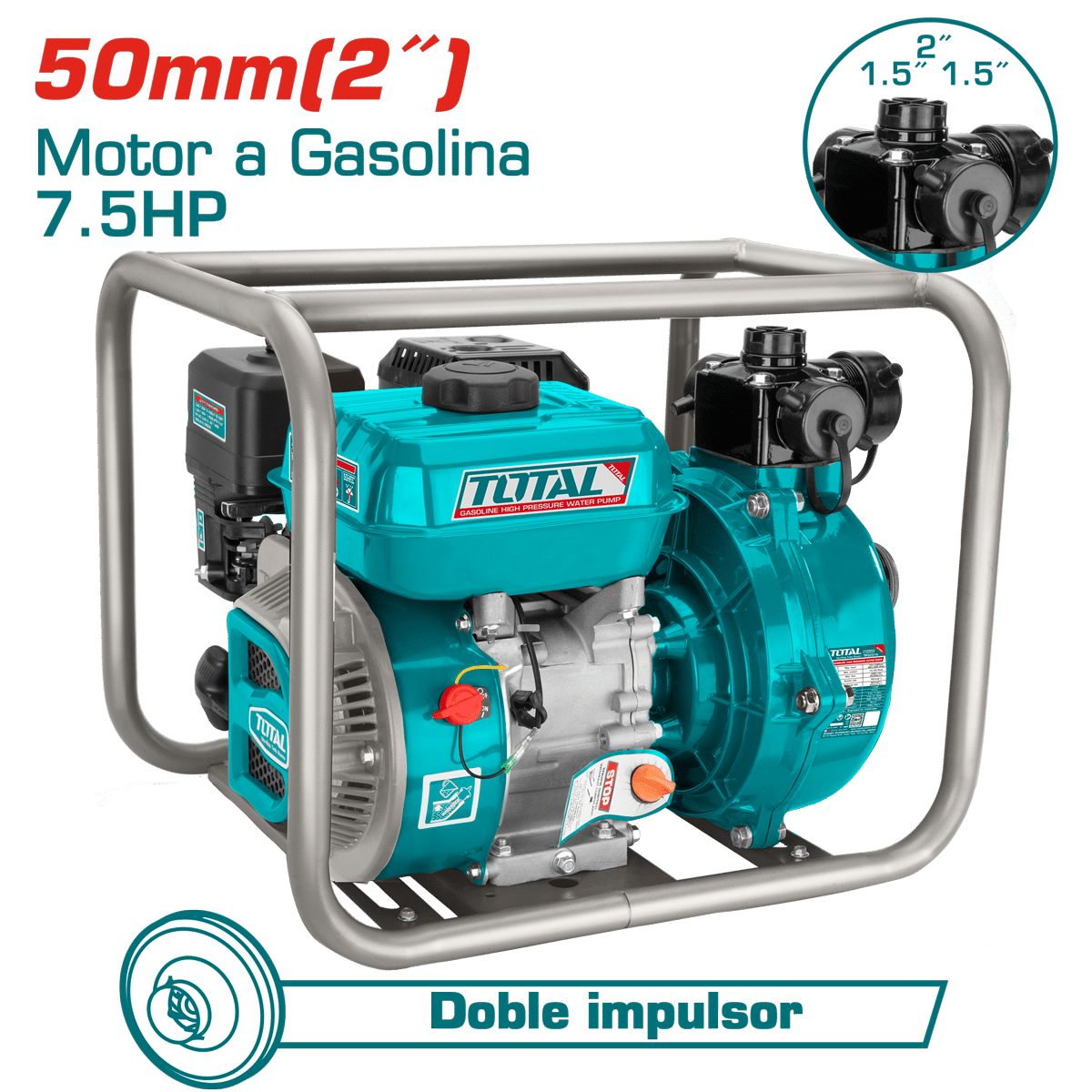 MOTOBOMBA GASOLINERA 2 PULG 7.5HP 300L/MIN ALTURA 80M SUC 7M 7.5HP INDUSTRIAL