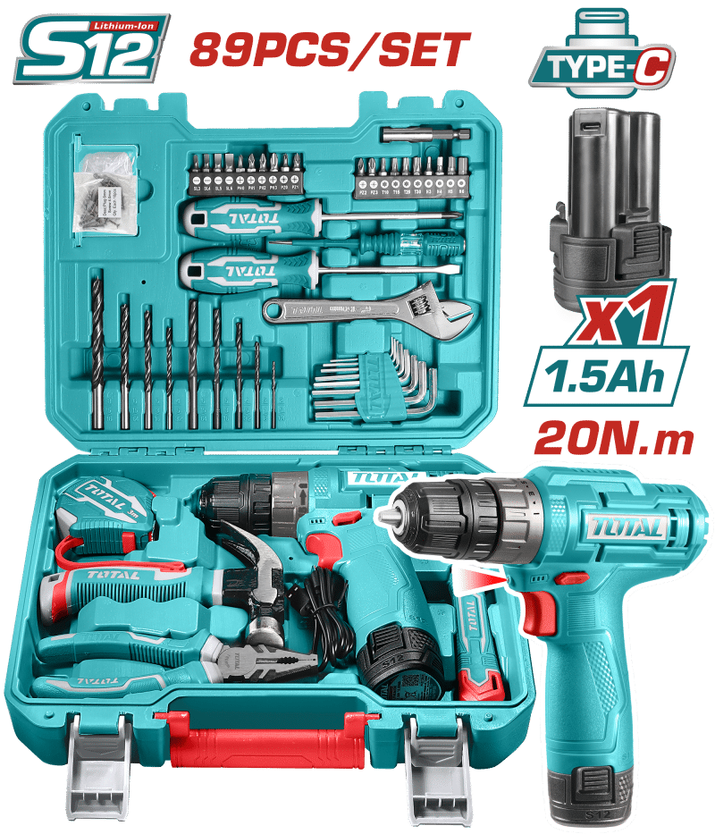 SET DE HERRAMIENTAS C/TALADRO 12V S12 89PCS