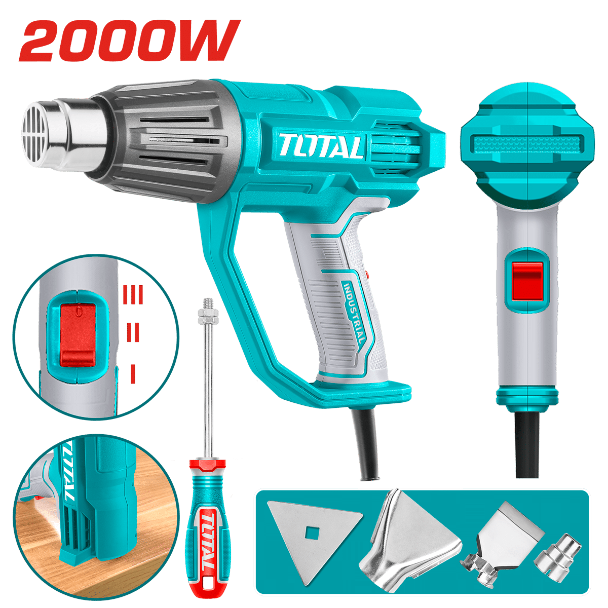 PISTOLA DE CALOR 2000W 450L/MIN 50/450/550C (3 NIVELES) INDUSTRIAL