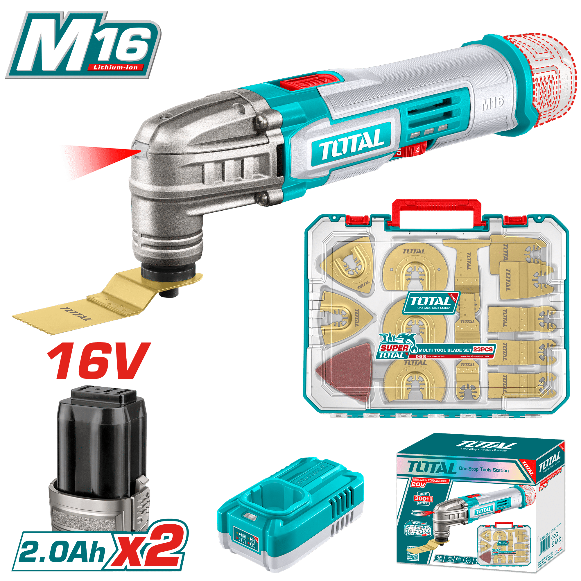 COMBO M16 HERRAMIENTA MULTIPLE + SET ACCESORIOS 2X2.0AH EDIC.LIMITADA