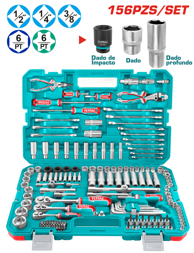SET HERRAMIENTAS COMBINADAS 156 PZS INC MALETIN INDUSTRIAL