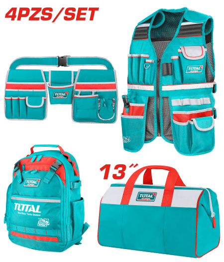 COMBO CHALECO + PORTA HERRAMIENTAS + MALETIN Y MOCHILA