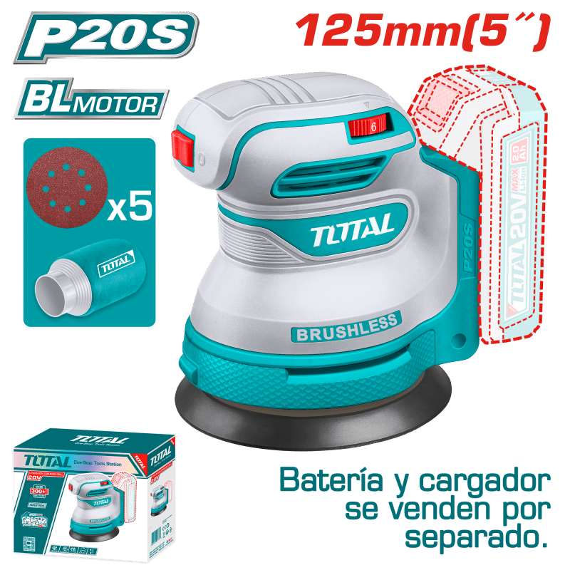 LIJADORA ORBITAL DE PALMA 20V 12000RPM + ACC INDUSTRIAL