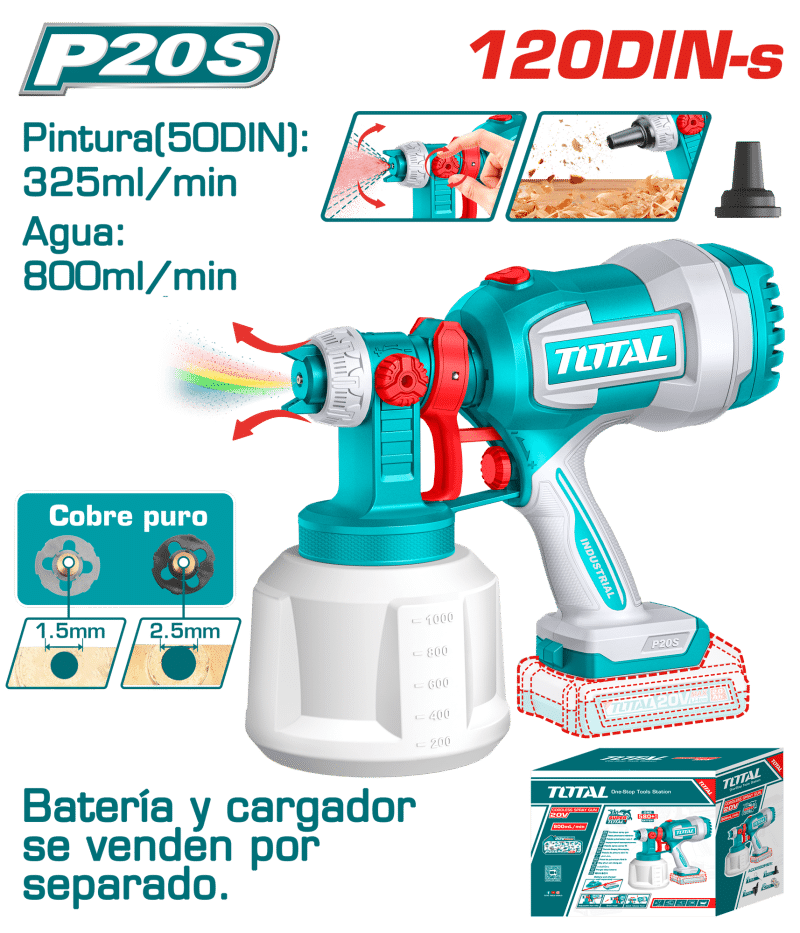 PISTOLA PINTAR 20V 800ML/MIN 120DIN-S CAP:1000ML