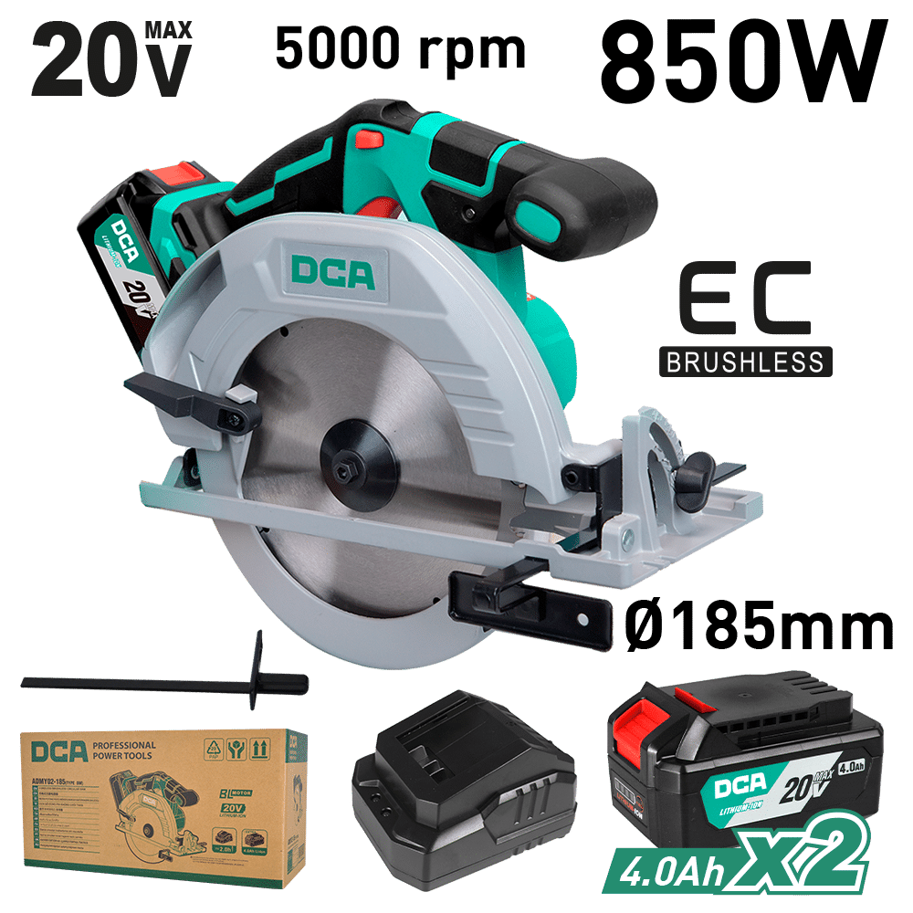 SIERRA CIRCULAR 20V BRUSHLESS 5000/MIN 185MM 45º 4.0AHX2 BOX