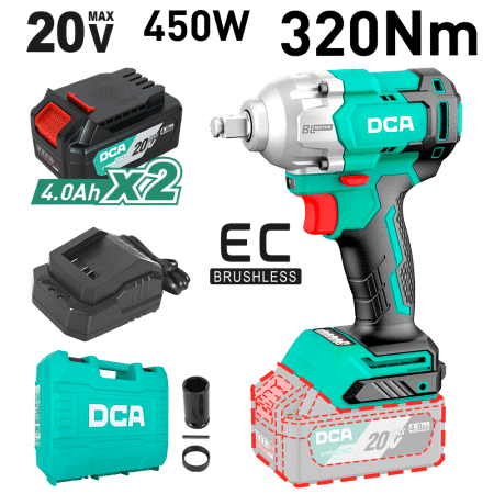 LLAVE DE IMPACTO 20V BRUSHLESS 1/2'' 320NM 2x4.0AH MALETIN