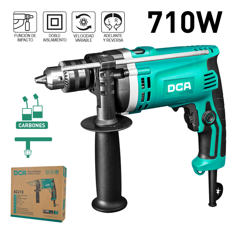 TALADRO DE PERCUTOR 710W 0-3000/MIN IMP:0-45000/MIN BOX