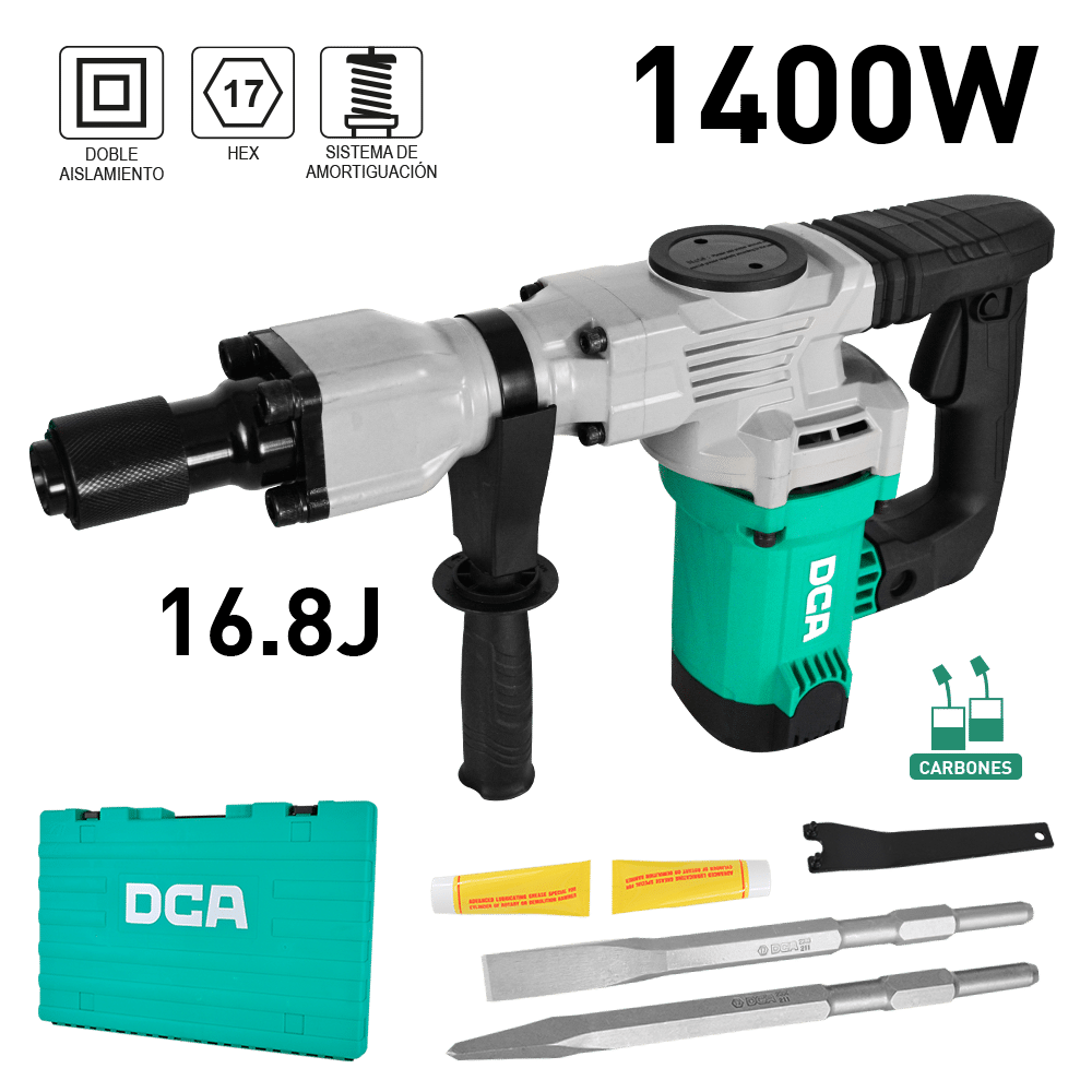 DEMOLEDOR 1400W 16.8J 3900/MIN HEX 17MM MALETIN