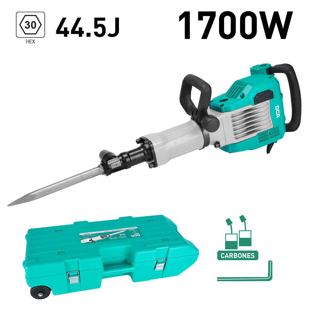 DEMOLEDOR 1700W 44.5J 1300/MIN HEX 30MM HEAVY DUTY MALETIN