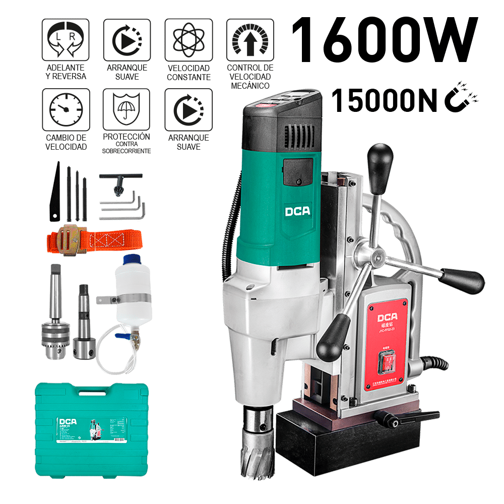 TALADRO MAGNETICO 1600W 23/50MM 15000N MT3 TRIPLE FUNCIÓN