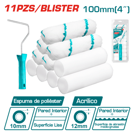 SET DE RODILLOS DE PINTAR 100MM 4″ 11PCS