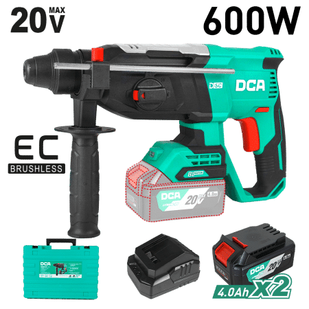 ROTOMARTILLO 20V 600W 26MM 3.1J 0-960/MIN 0-4260BPM 2X4.0AH BRUSHLESS