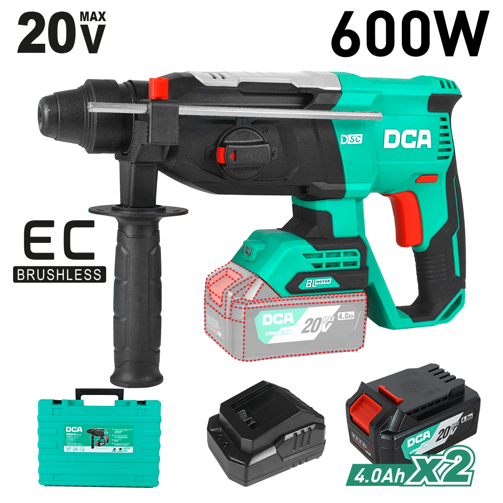 ROTOMARTILLO 20V 600W 26MM 3.1J 0-960/MIN 0-4260BPM 2X4.0AH BRUSHLESS