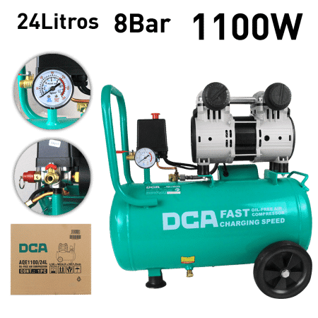 COMPRESORA OIL-FREE 1100W 2850/MIN 8BAR 70L/MIN 24L