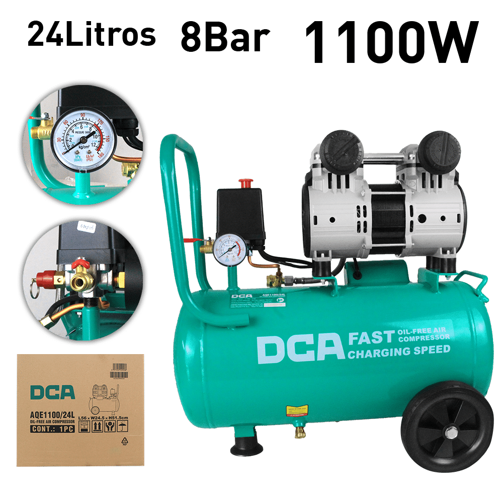 COMPRESORA OIL-FREE 1100W 2850/MIN 8BAR 70L/MIN 24L