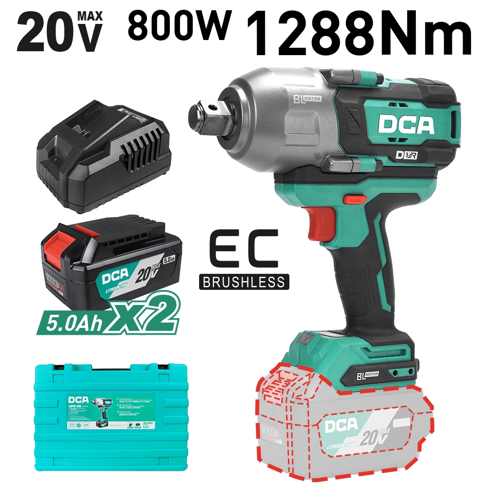 LLAVE DE IMPACTO 20V BRUSHLESS 3/4'' 800W 1288/1700N.M M12-M33 2X5.0AH