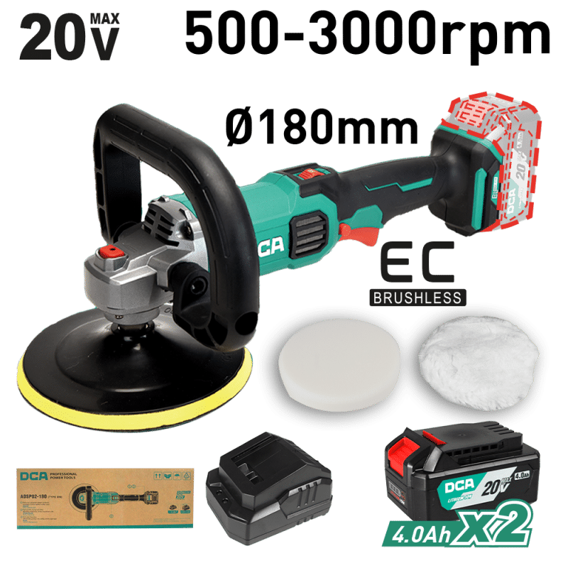 PULIDORA 20V BRUSHLESS 2X4.0AH 180MM