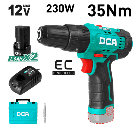TALADRO PERCUTOR 12V BRUSHLESS 10MM 35N.M 20+2 B:2.0AHX2