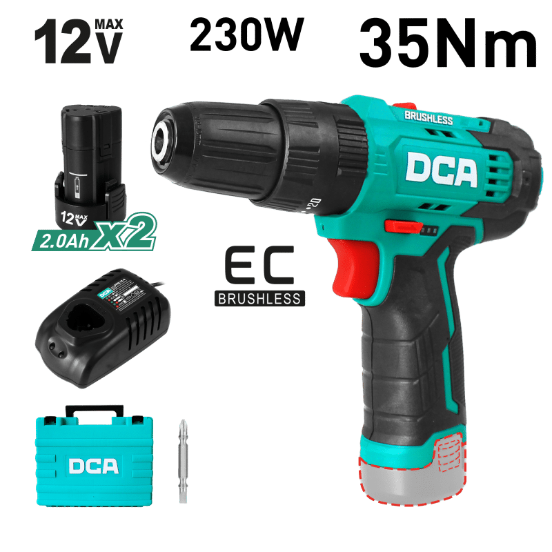 TALADRO PERCUTOR 12V BRUSHLESS 10MM 35N.M 20+2 B:2.0AHX2