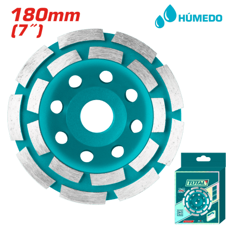 DISCO DIAMANTADO COPA DOBLE FILA DESBASTE 7.0'' (180X22.22MM) HUMEDO
