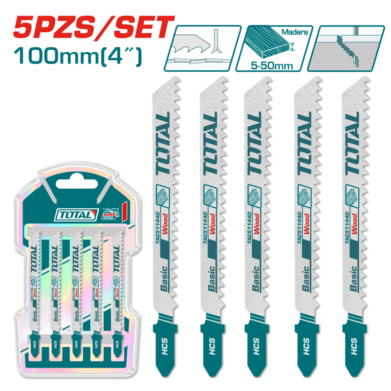 SET CUCHILLAS SIERRA SABLE 05PCS 100MM 6TPI HCS PARA MADERA