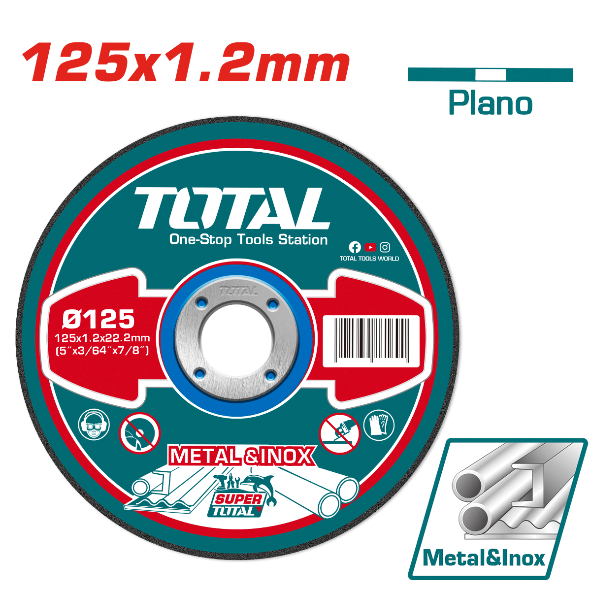 DISCO ABRASIVO/CORTE P/METAL 125x1.2x22.2MM