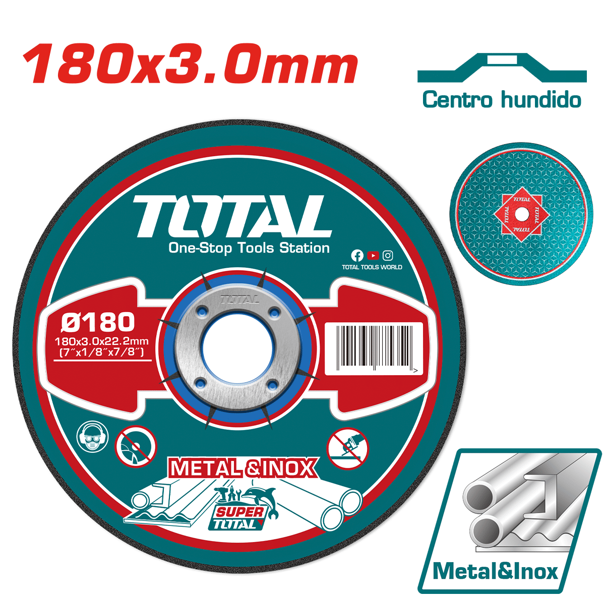 DISCO ABRASIVO/CORTE P/METAL 180x3.0x22.2MM C:DEPR