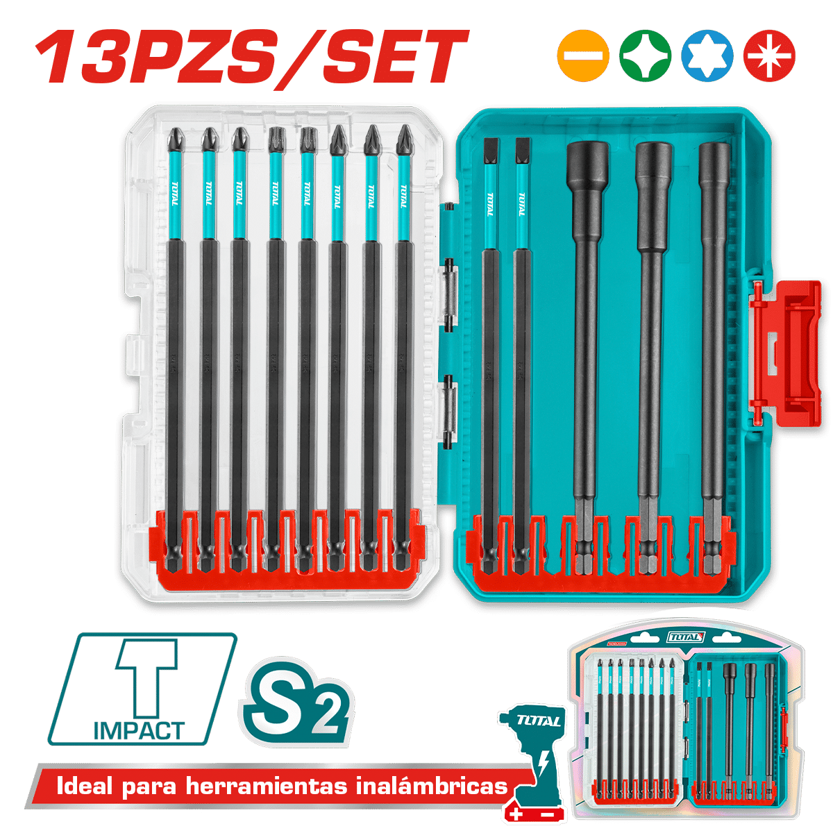 SET DE PUNTAS PARA DESTORNILLADOR DE IMPACTO 13PCS INDUSTRIAL