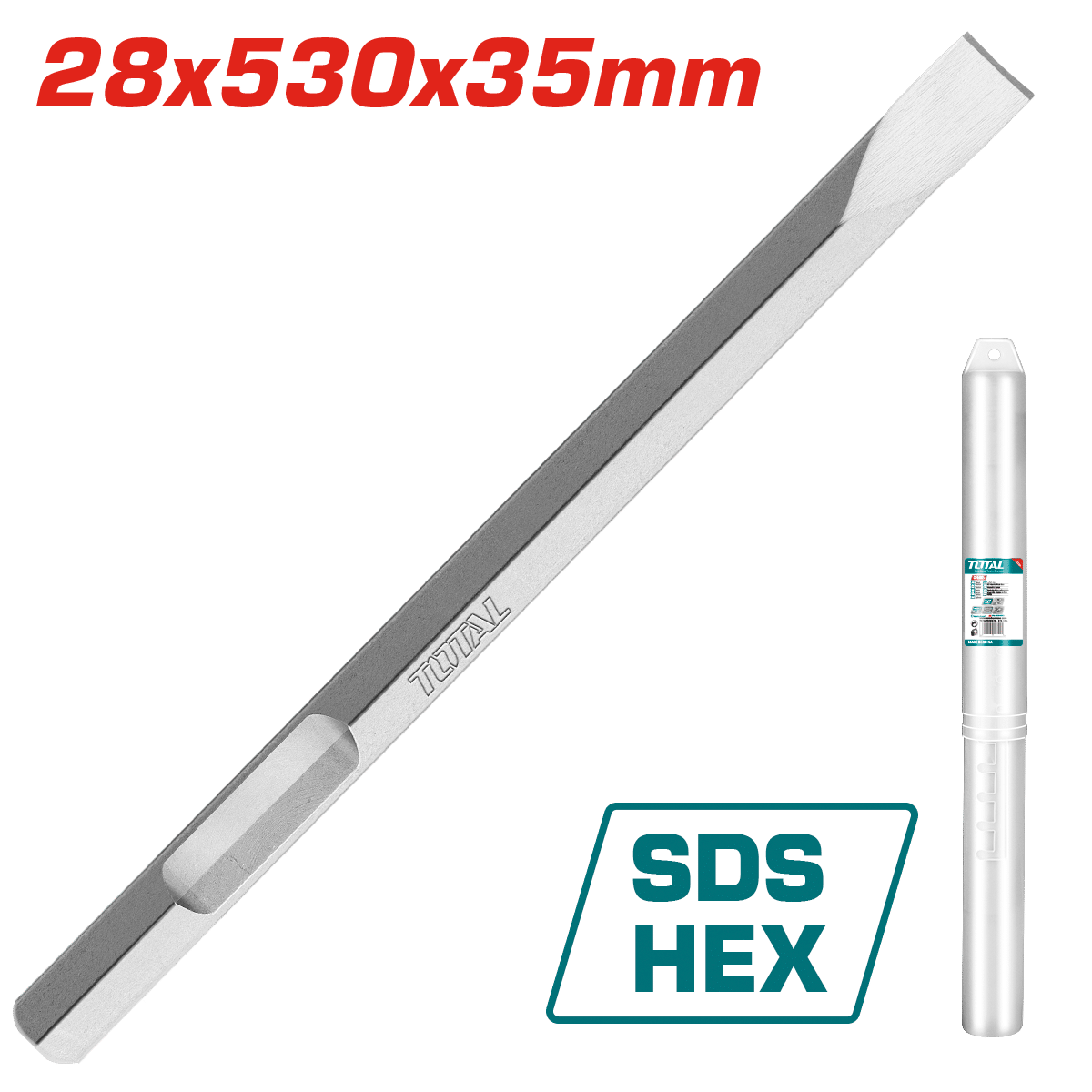 CINCEL HEX 28X520X35MM PLANO