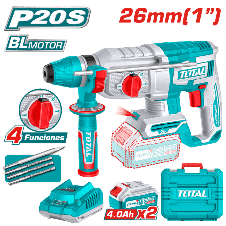 ROTOMARTILLO SDS+ 26MM 20V 2.5J 0-5000BPM BRUSHLESS 2X4.0AH 4FUNC INDUSTRIAL