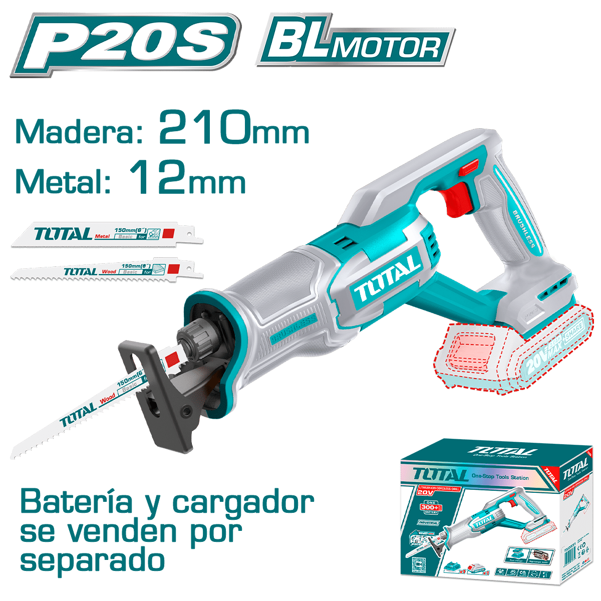 SIERRA RECIPROCA 20V 0-2800RPM BLMOTOR INDUSTRIAL