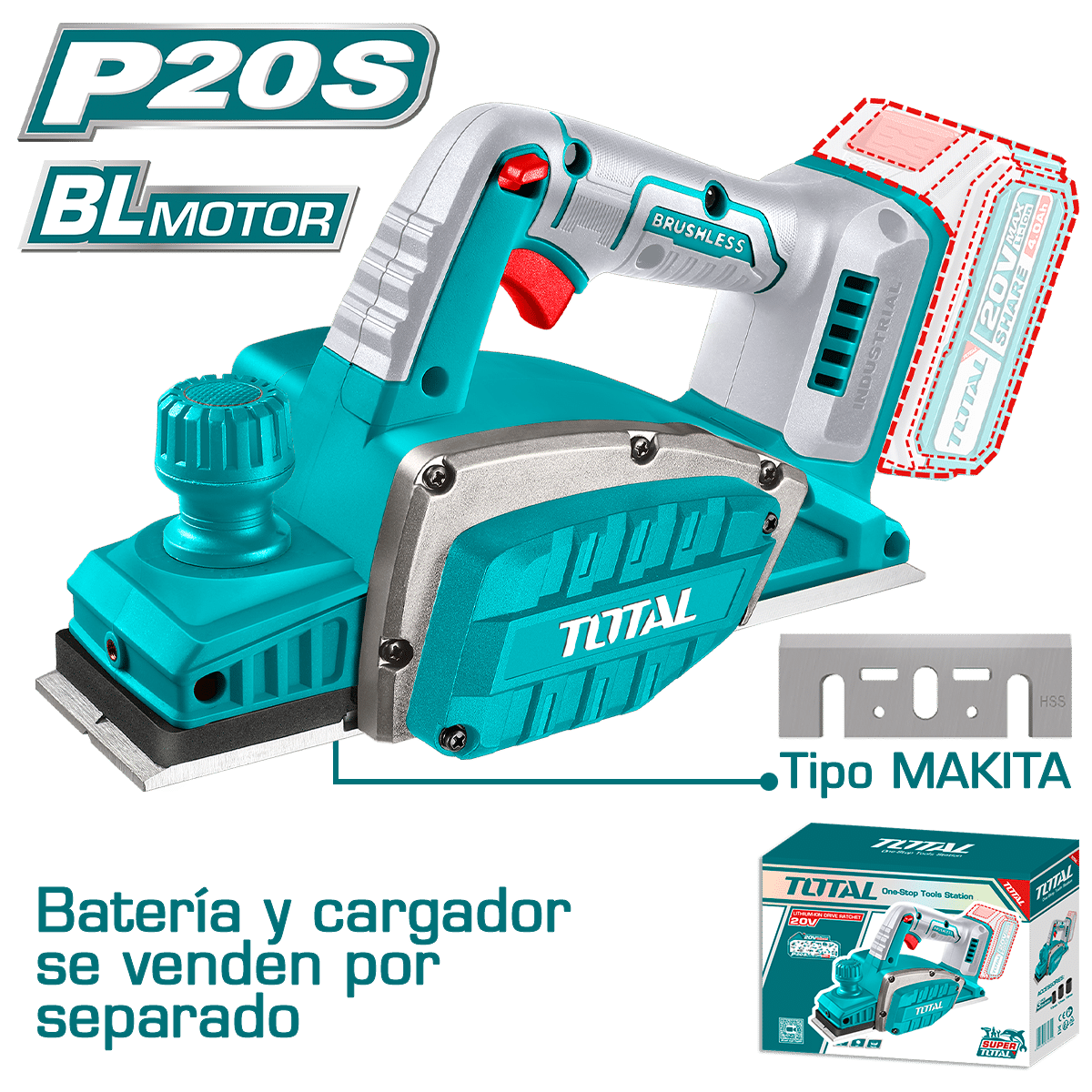 CEPILLADORA 20V 14000RPM 82X2MM INDUSTRIAL