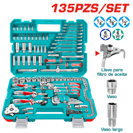SET HERRAMIENTAS COMBINADAS 135 PZS INC MALETIN INDUSTRIAL
