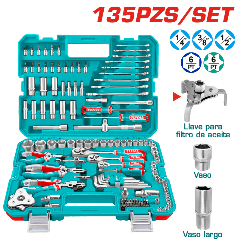 SET HERRAMIENTAS COMBINADAS 135 PZS INC MALETIN INDUSTRIAL