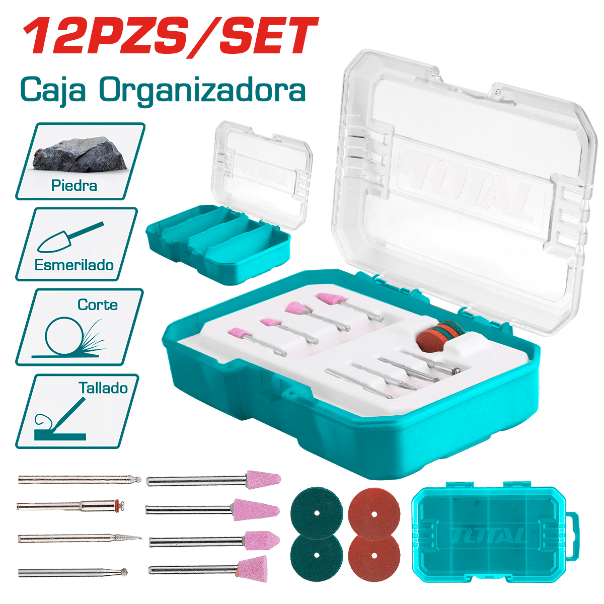ACCESORIOS P/MINI-RECTIFICADOR 12PZS INC. ESTUCHE