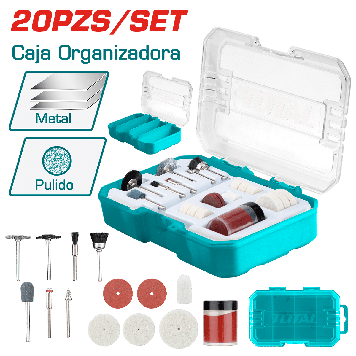 ACCESORIOS P/MINI-RECTIFICADOR 20PZS INC. ESTUCHE