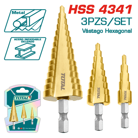 SET BROCAS ESCALONADAS 3PCS 4-12/4-20/4-32 HSS4341 INDUSTRIAL