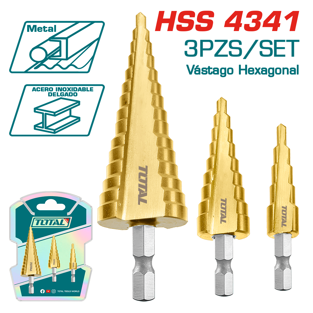 SET BROCAS ESCALONADAS 3PCS 4-12/4-20/4-32 HSS4341 INDUSTRIAL