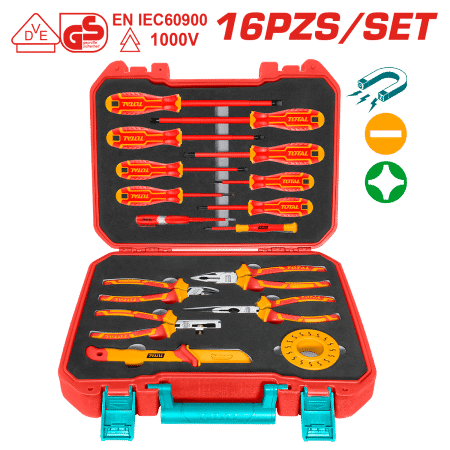 SET DE HERRAMIENTAS MANUALES DIELECTRICOS 1000V 16 PZS - MALETIN INDUSTRIAL