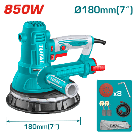 LIJADORA DE DRYWALL 850W 180MM 1000-2700RPM CON LUZ INDUSTRIAL