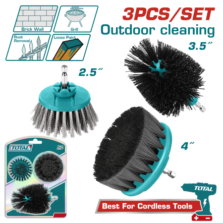 SET DE CEPILLOS MULTIUSOS 1/4’’ HEX P/TALADRO 3PCS (INTERMEDIO – DURO) INDUSTRIAL
