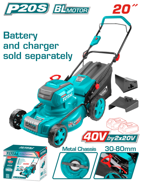 CORTA CESPED 40V (20V+20V) 2800RPM C:510MM ALT:30-80MM 8G B:60L INDUSTRIAL