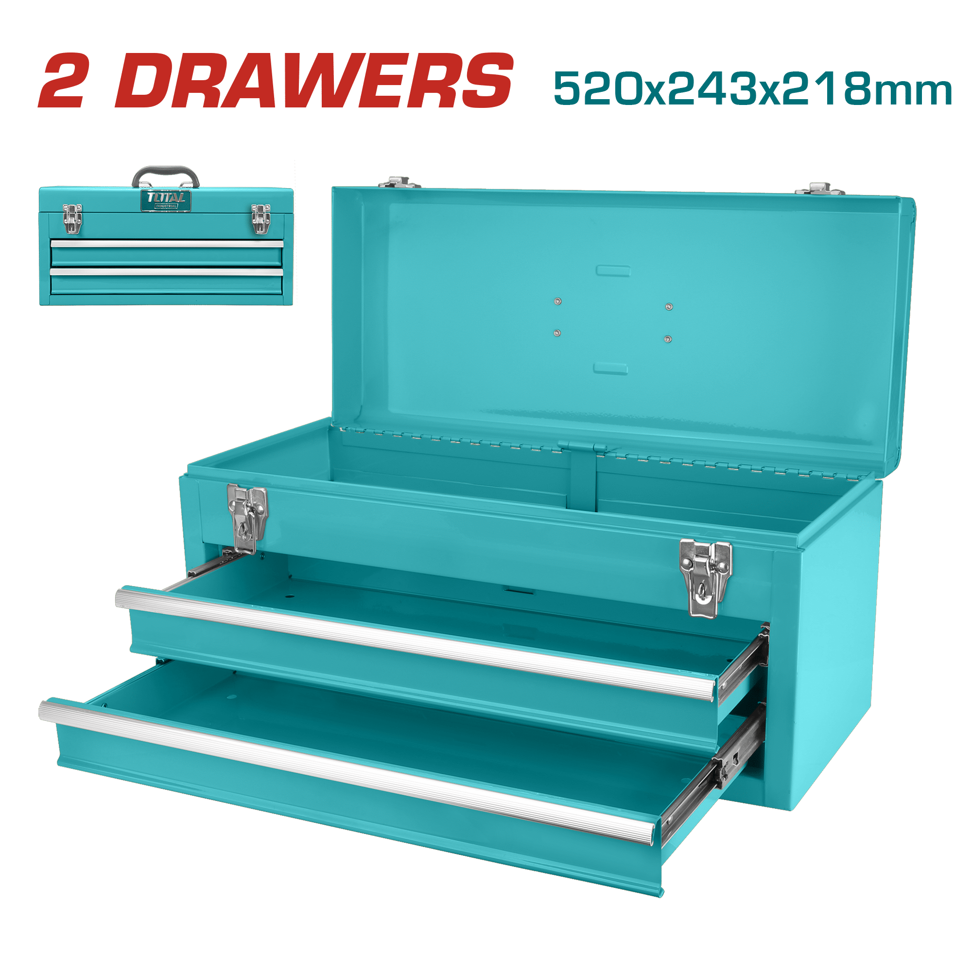 CAJA DE HERRAMIENTAS METALICO 2 CAJONES 520X243X218MM