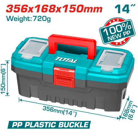 CAJA HERRAMIENTAS 14'' NEW PP 356X168X150MM 720G HEBILLA PLASTICA
