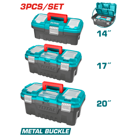 SET CAJA HERRAMIENTAS NEW PP 14 / 17 / 20 PULGADAS HEBILLA METALICA