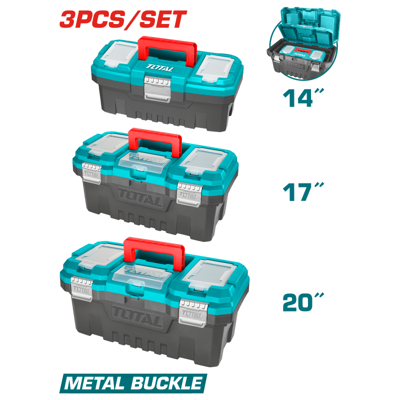 SET CAJA HERRAMIENTAS NEW PP 14 / 17 / 20 PULGADAS HEBILLA METALICA