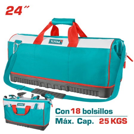 MALETIN DE HERRAMIENTAS 24PULG 18 BOLSILLOS MAX 25KG POLIESTER 600D/1680D INDUSTRIAL